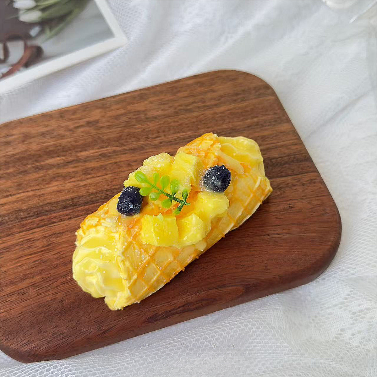 Rollo de gofre de mango, arcilla cremosa de rebote lento, juguete sensorial blando Taba hecho a mano para aliviar el estrés