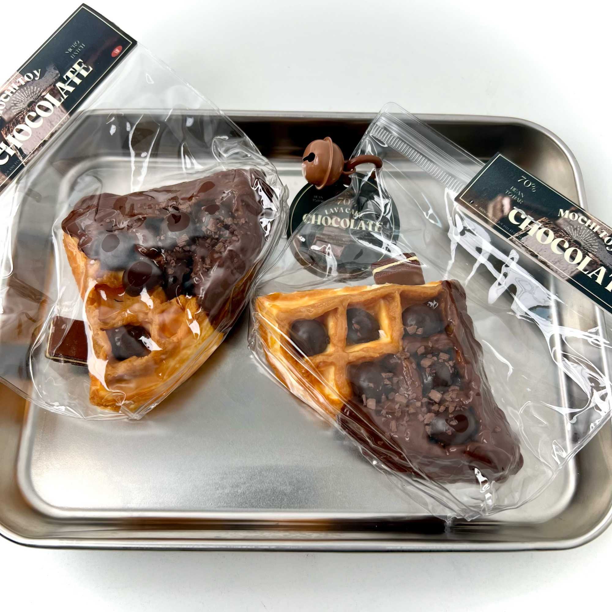 Triángulo de chocolate, gofre, arcilla cremosa, suave, aplastable, rebote lento, Taba, juguetes antiestrés, juguetes para pellizcar, comida