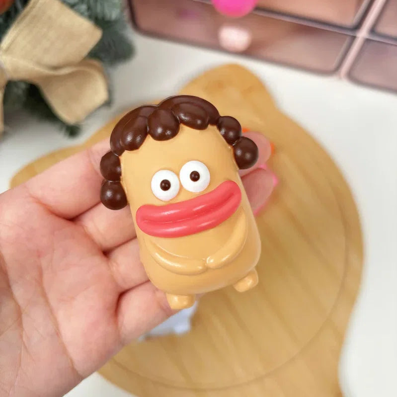 Brown Cury Hair Creamy Clay Slow Rebound Soft Squish Taba Squishy Sensory Fidget Toy for Stress Relief