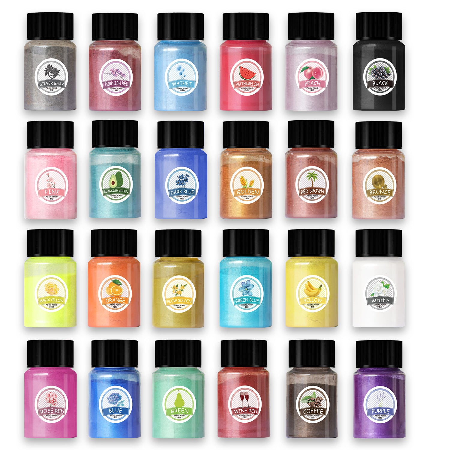 14g 20ml 24色マイカパウダースクイーズDIY染色素材