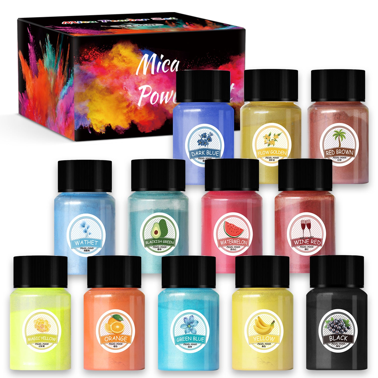 14g 20ml 12色マイカパウダースクイーズDIY染色素材